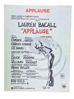 Vintage Applause Sheet Music Lauren Bacall 1970 Musical Comden Green Strouse